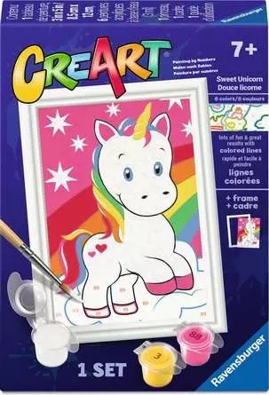 Peinture à numéro CreArt : Licorne mignonne