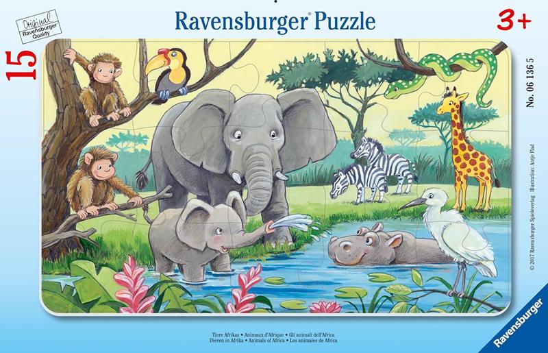 Casse-tête Ravensburger avec cadre - Les animaux d'Afrique - 15 pièces