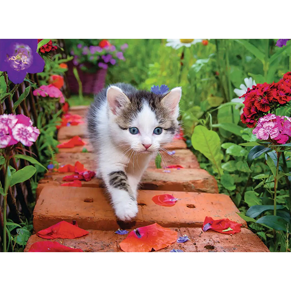 Casse-tête Nathan - Collection tendresse : Chaton au jardin - 500 pièces
