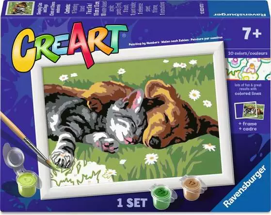 Peinture à numéro - CreArt : Chat et chien endormis