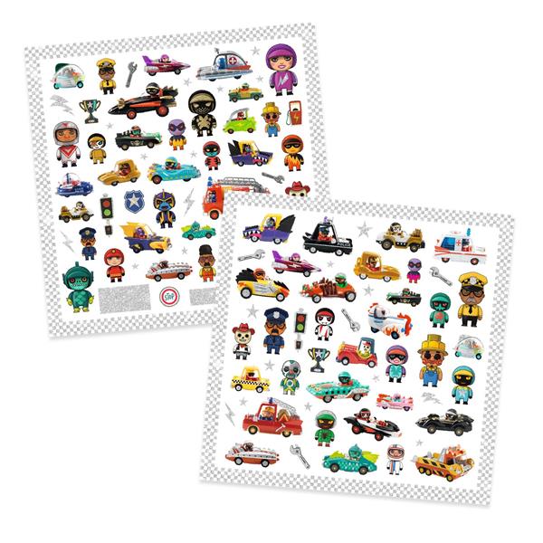 Djeco Metallic Stickers - The world of Crazy Motors