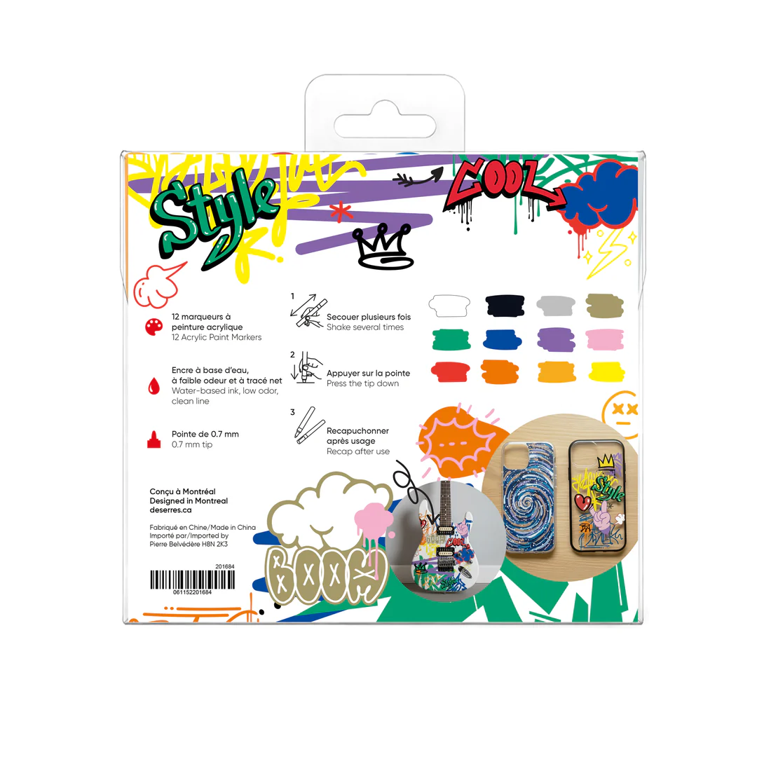 Marqueurs acryliques DeSerres 0,7mm - 12 marqueurs