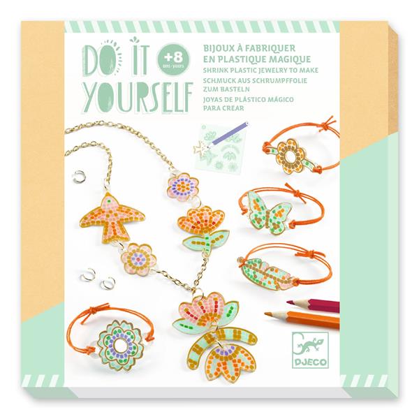 DIY Djeco - Bijoux en plastique magique : Plume et lotus