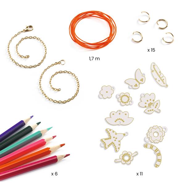 DIY Djeco - Bijoux en plastique magique : Plume et lotus