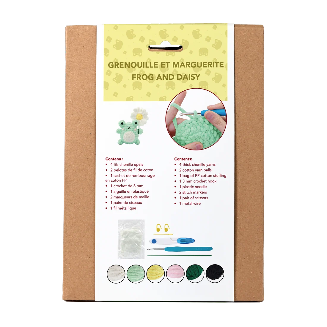 Kit DIY crochet fil pelucheux - Grenouille & marguerite
