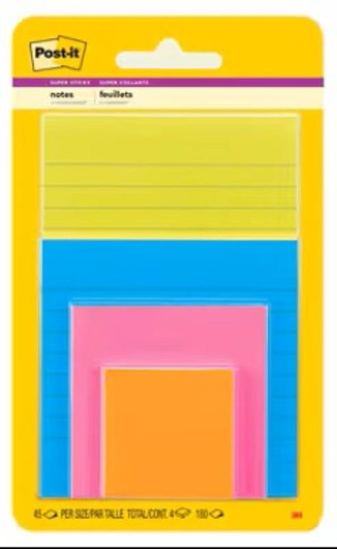 Post-it® Boost Collection Notes – Assorted Sizes – Pack of 4