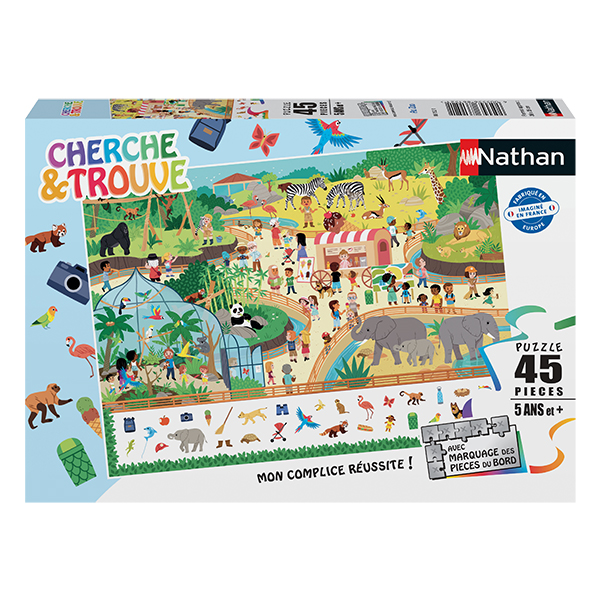 Casse-tête Nathan - Cherche et trouve : au zoo - 45 pièces