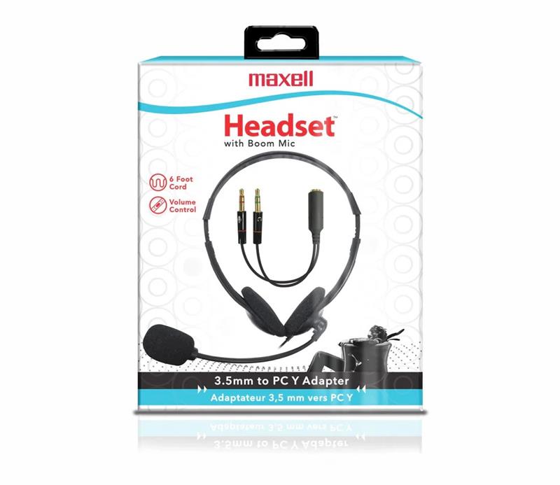 Casque d'écoute Maxell avec micro - Adapteur vers PC Y