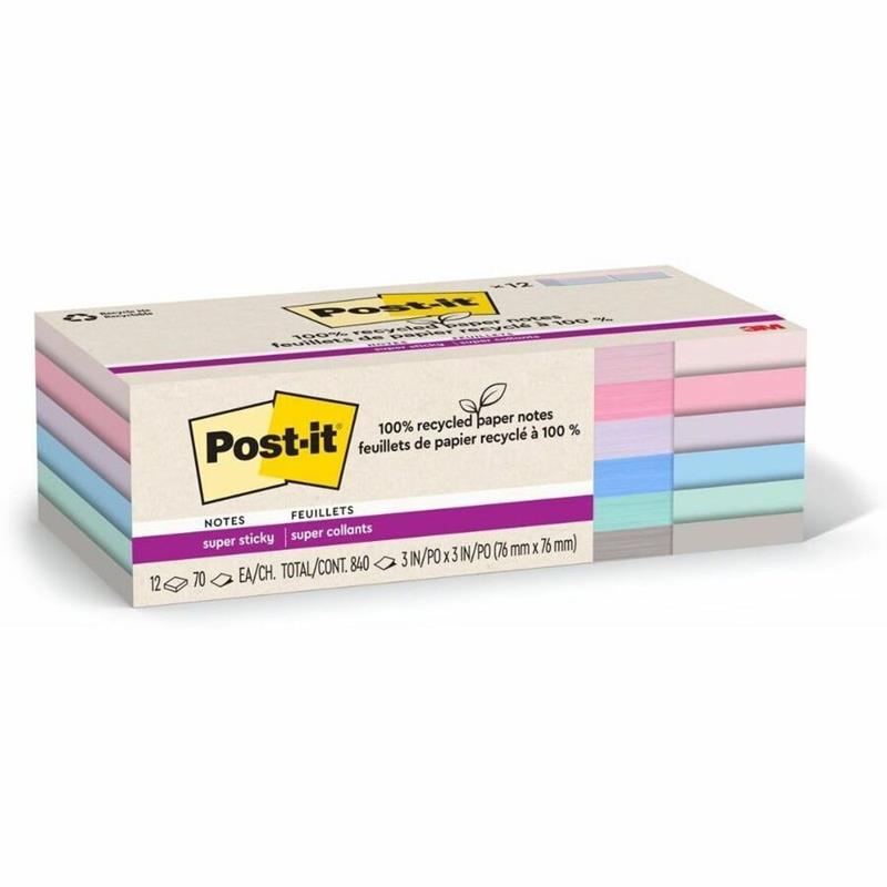 Image Post-it® Super Sticky Recycled Notes - Wanderlust Pastels