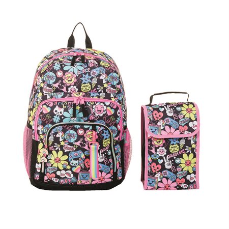 Ensemble sac à dos et boîte à lunch fleurs